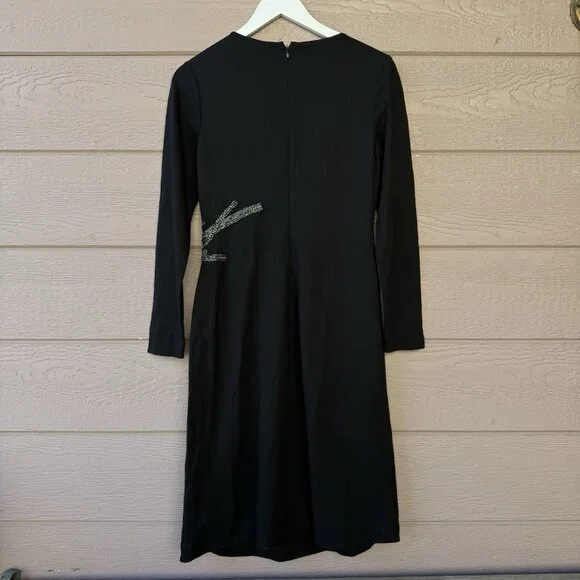 LAFAYETTE 148 BlackSilver Beaded Embellished Waist Ponte Knit Cocktail Dress Sz6 - Picture 3 of 13